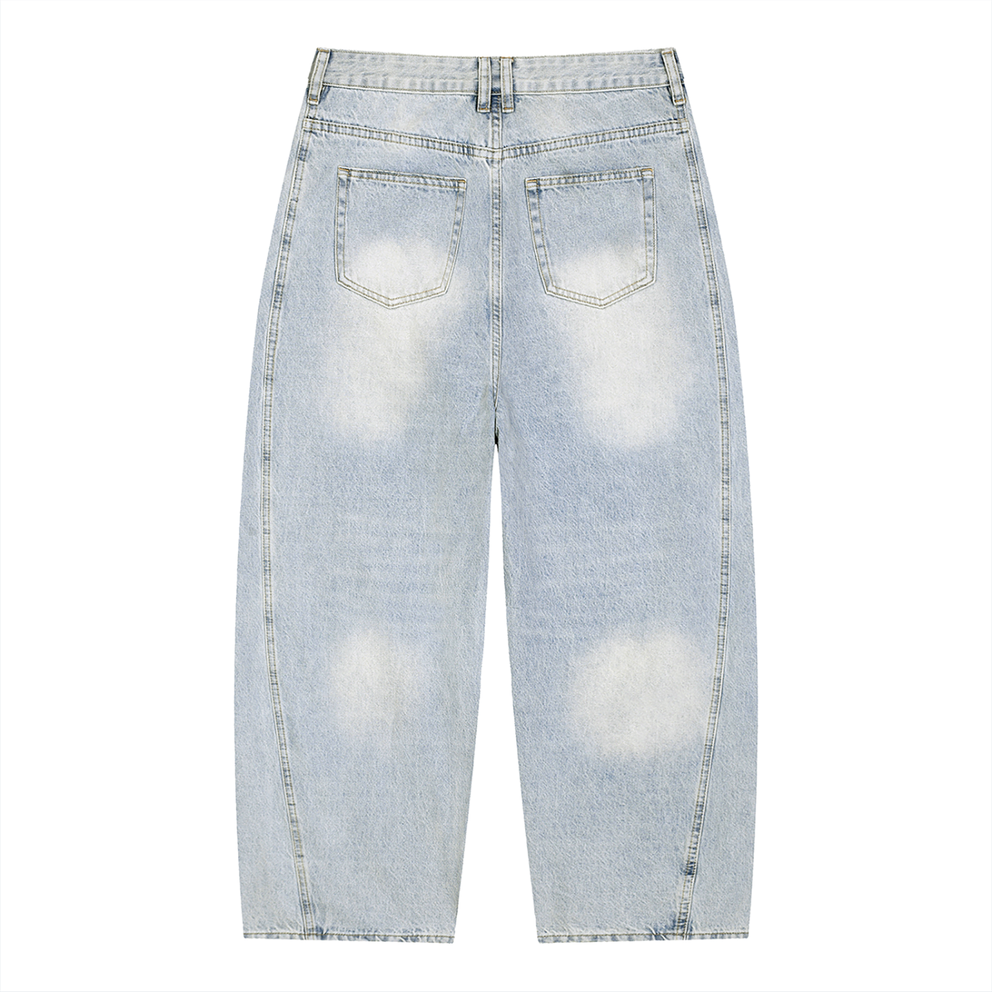 Jean Barrel Leg Sunfade Vintage homme en denim épais de la collection Les Basics par Therapy For Earth. Dos