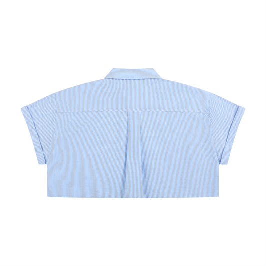 CHEMISE RAYÉE CROPPED 100 % COTON FEMME
