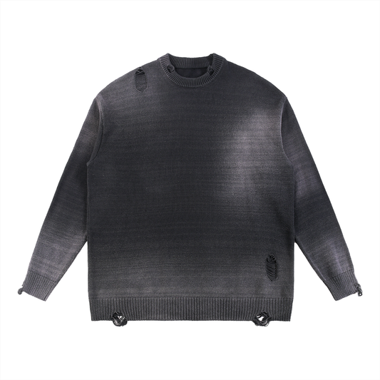 PULL OVERSIZED PUR COTON DECHIRE VINTAGE 425G – UNISEXE