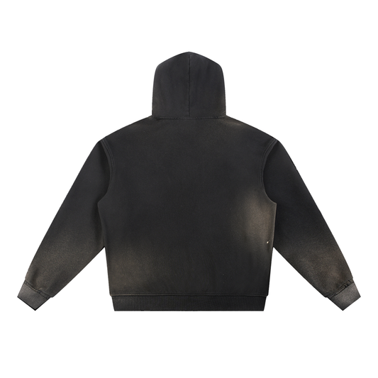 HOODIE POLAIRE DÉLAVÉ EFFET EFFILOCHÉ UNISEXE