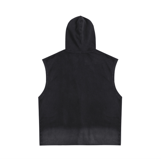 DÉBARDEUR ZIPPÉ À CAPUCHE VINTAGE UNISEXE