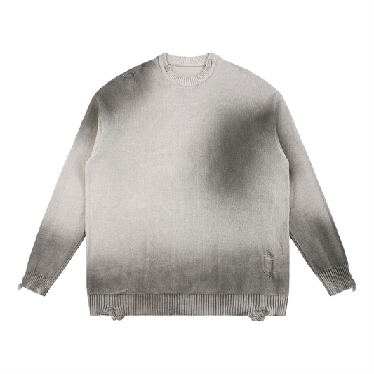 PULL OVERSIZED PUR COTON DECHIRE VINTAGE 425G – UNISEXE