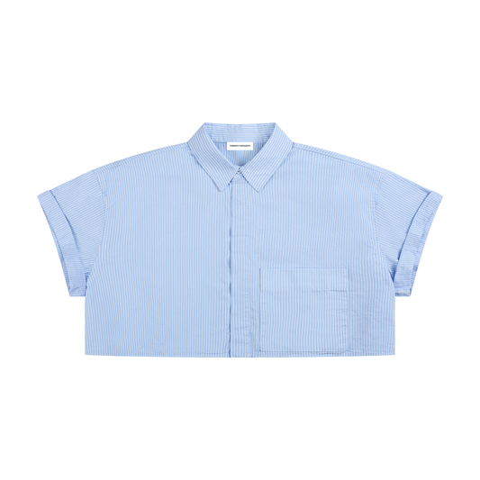 CHEMISE RAYÉE CROPPED 100 % COTON FEMME