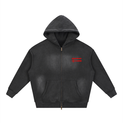 SWEAT ZIPPÉ OVERSIZE SUNFADE « REMBOURSÉ » – LE JUSTICIER
