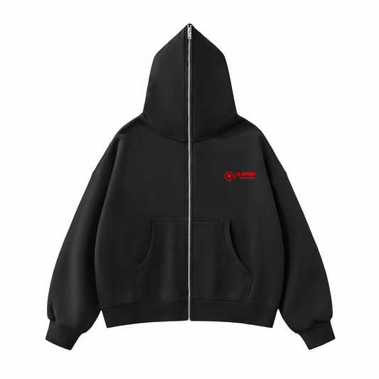 SWEAT À CAPUCHE ZIPPÉ OVERSIZE « QUI GOUVERNE MENT » – LE JUSTICIER