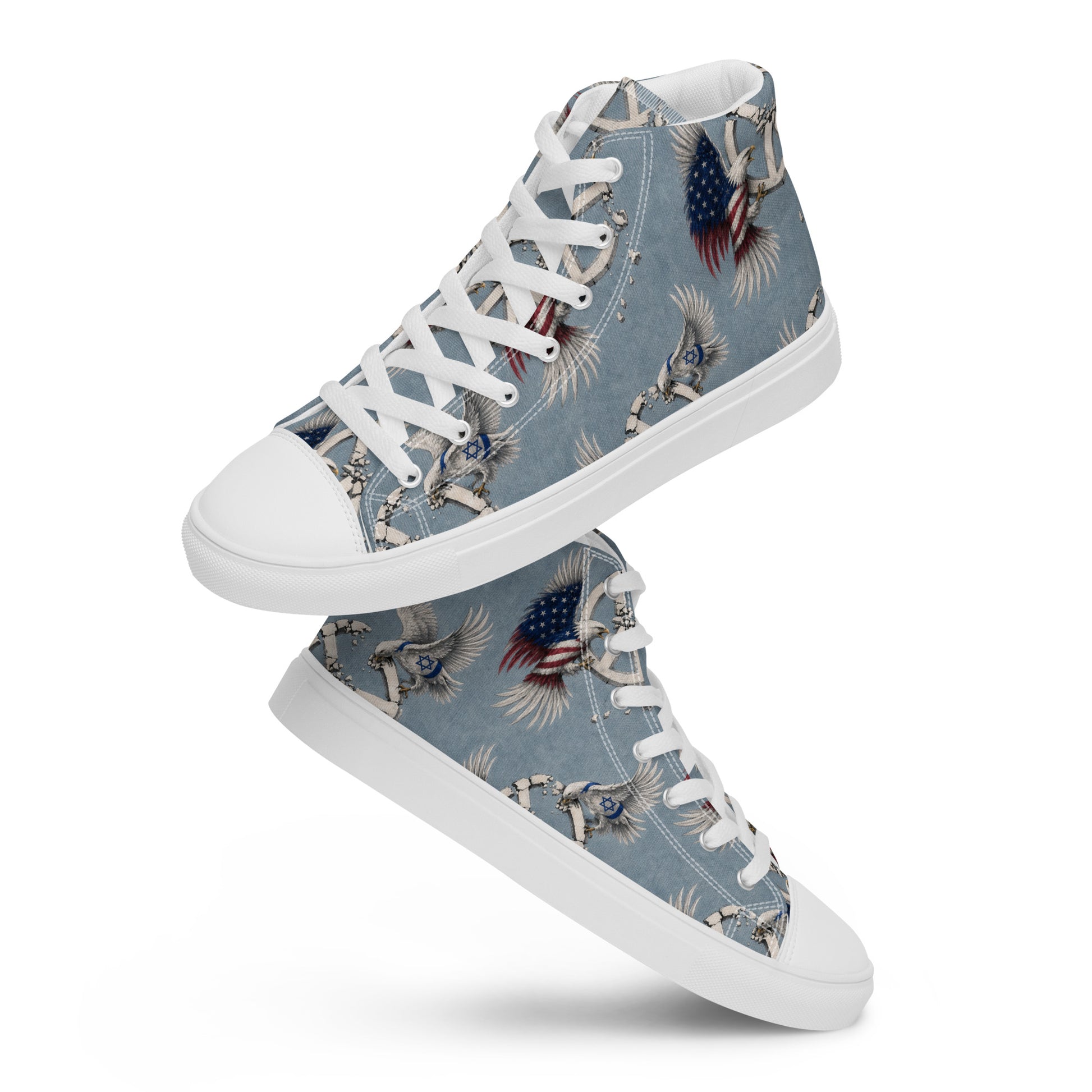 Baskets montantes en toile homme Peace in Ruins par Bandit – vue de face.