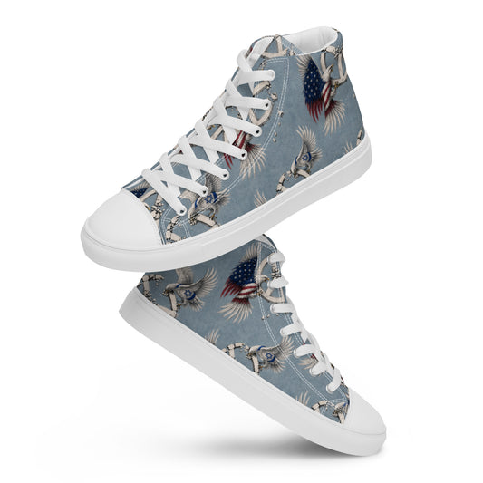 Baskets montantes en toile homme Peace in Ruins par Bandit – vue de face.