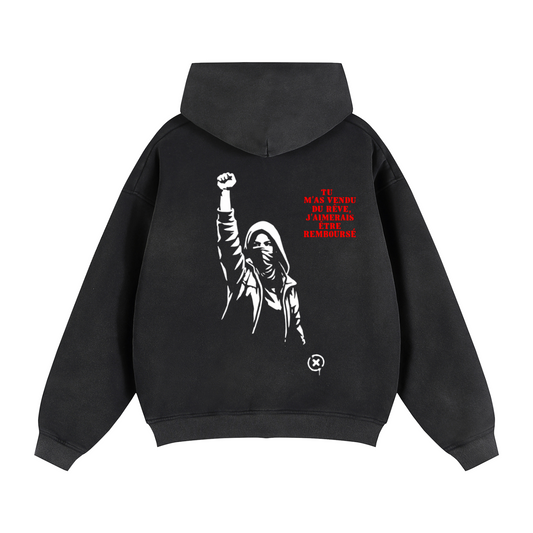 SWEAT ZIPPÉ OVERSIZE SUNFADE « REMBOURSÉ » – LE JUSTICIER