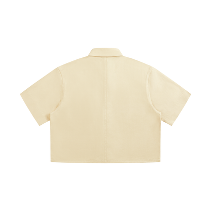 Chemise courte à manches courtes femme en 100 % coton de la collection Classics par Therapy For Earth, avec une coupe cropped et un design minimaliste intemporel. dos