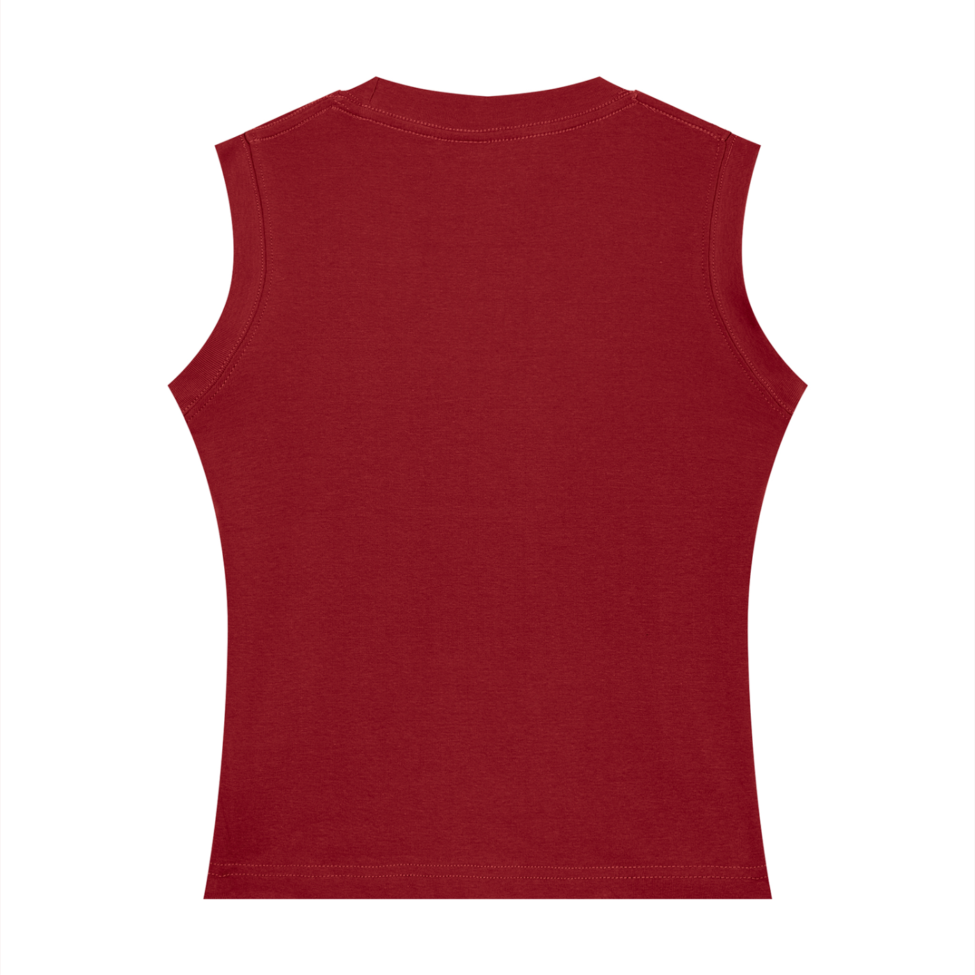 Débardeur col rond femme rouge dos avec l'œuvre Witness de Bandit, représentant une femme portant un keffieh devant le drapeau palestinien.