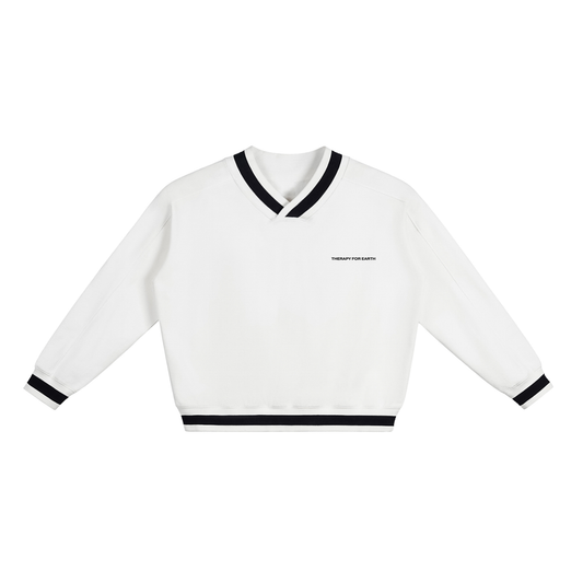 Sweat Contrasté en Coton Épais 