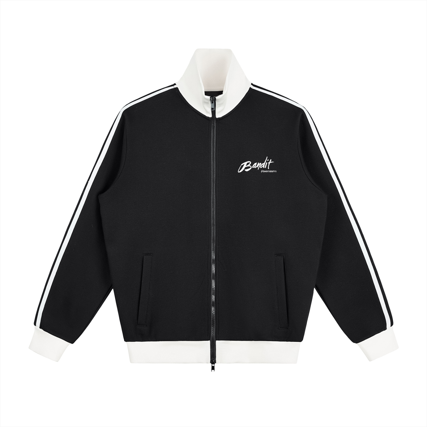 Veste de survêtement polaire unisexe avec l'œuvre Witness de Bandit, issue de sa série réalisée en Palestine. Face Noir
