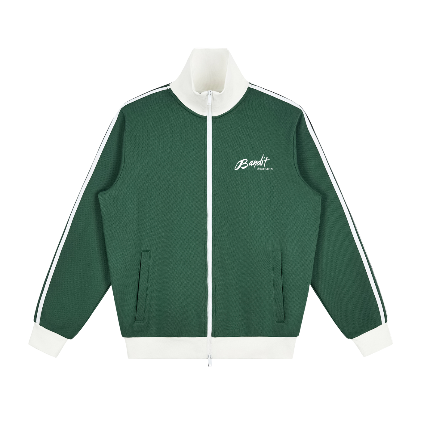 Veste de survêtement polaire unisexe avec l'œuvre Witness de Bandit, issue de sa série réalisée en Palestine. Face Vert