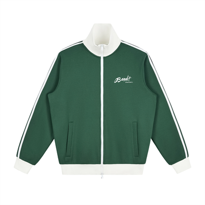 Veste de survêtement polaire unisexe avec l'œuvre Witness de Bandit, issue de sa série réalisée en Palestine. Face Vert