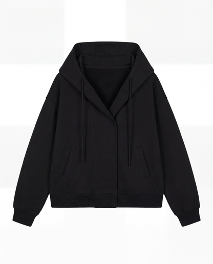 BOXY BUTTON PLACKET HOODIE – OVERSIZE UNISEX