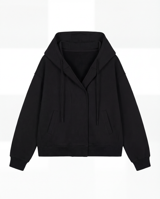 BOXY BUTTON PLACKET HOODIE – OVERSIZE UNISEX