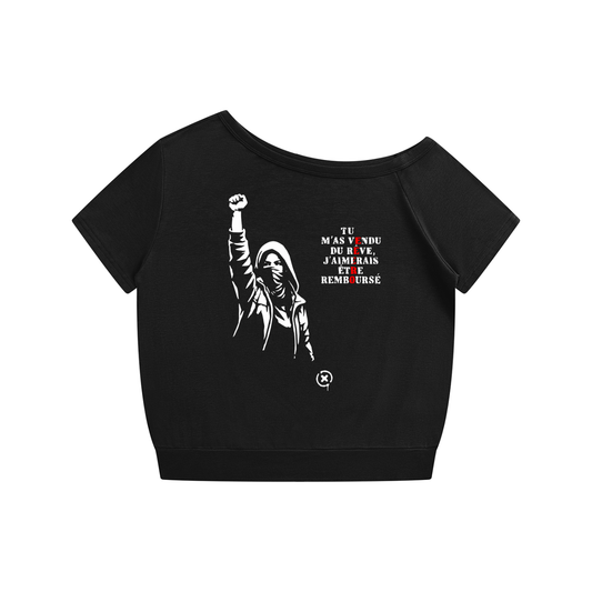 T-SHIRT FEMME ÉPAULES DÉNUDÉES – LE JUSTICIER