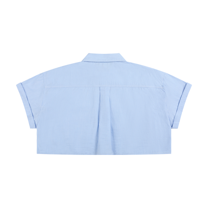 WOMEN'S 100% COTTON CROPPED STRIPED SHIRT
