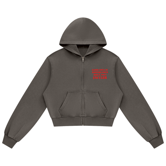 SWEAT ZIPPÉ FEMME MINERAL WASH « GAZEZ-NOUS » – LE JUSTICIER
