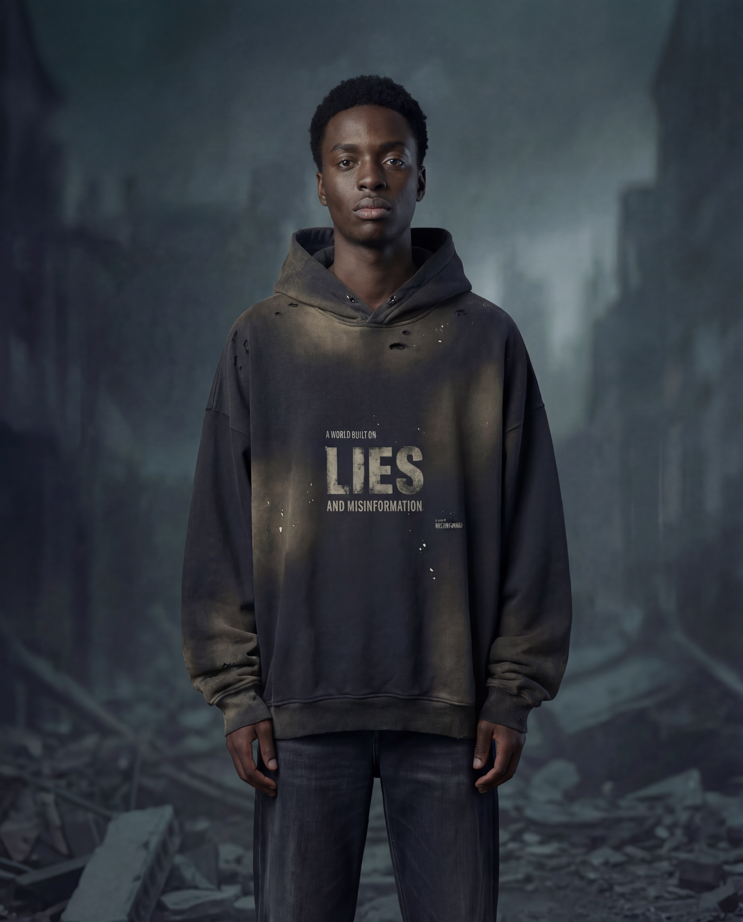 SUN FADE FRAYED FLEECE HOODIE