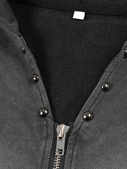 DÉBARDEUR ZIPPÉ À CAPUCHE VINTAGE UNISEXE