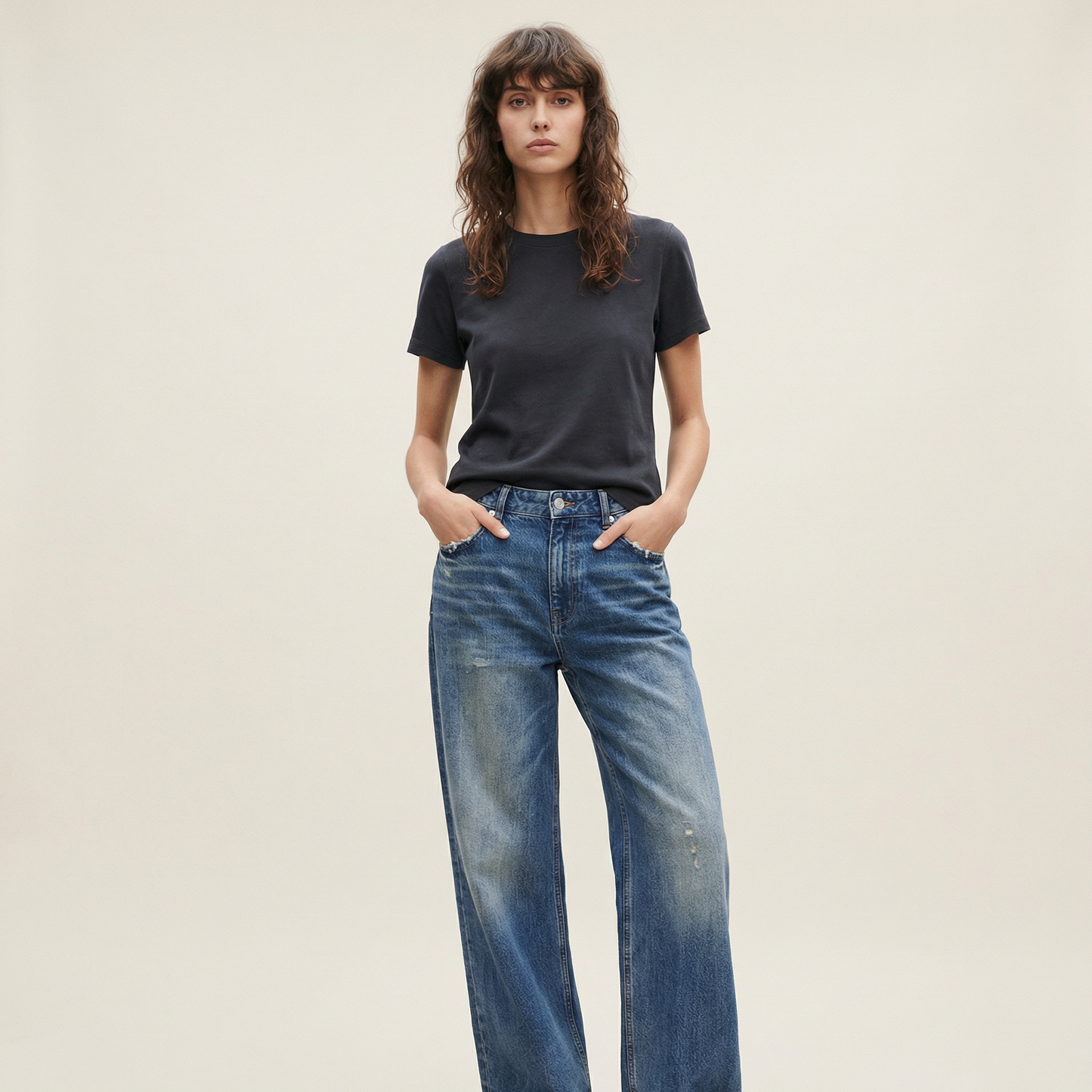 JEAN DENIM HEAVYWEIGHT SUN FADE 543G - COUPE LARGE