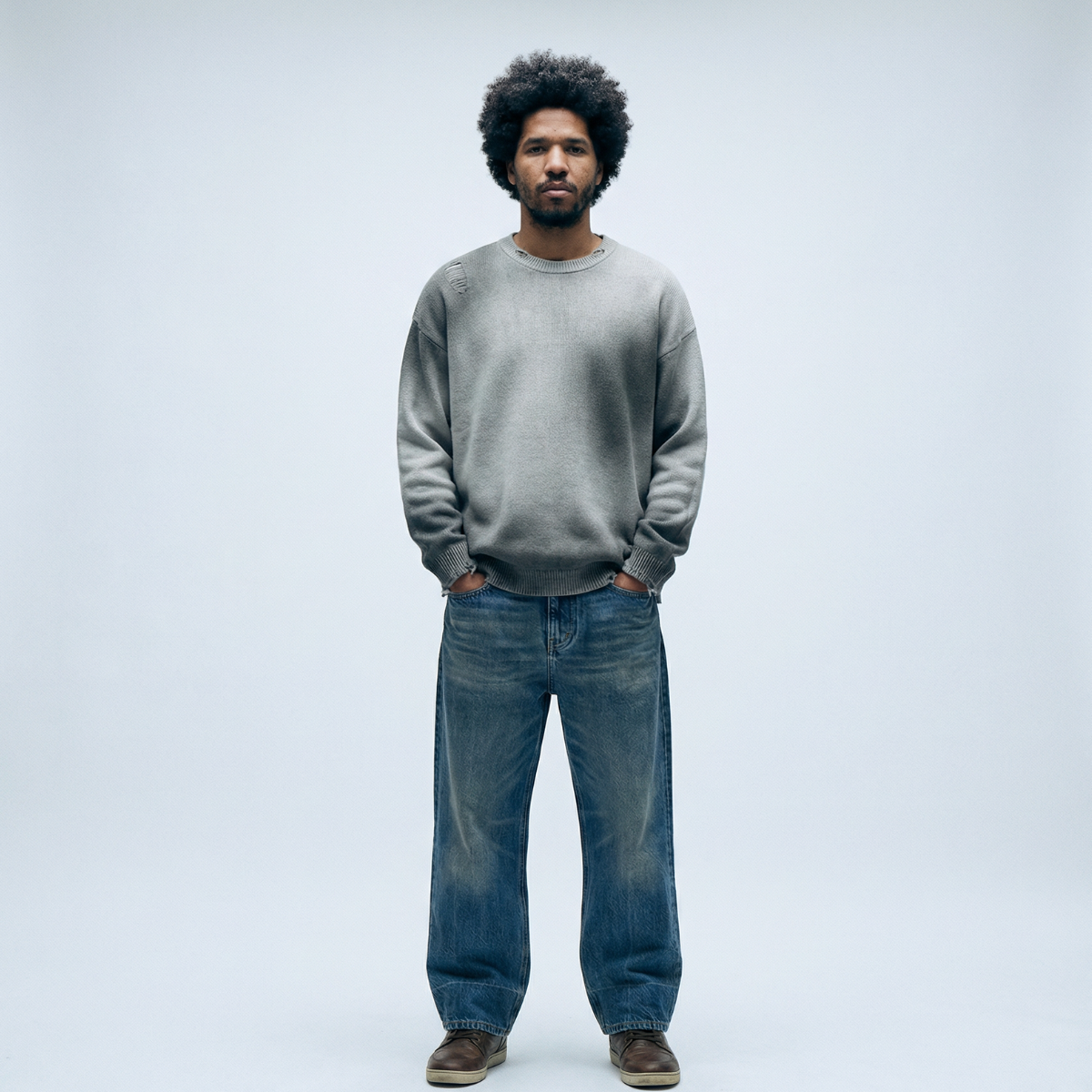 JEAN BAGGY VINTAGE WASH EN DENIM EPAIS HOMME