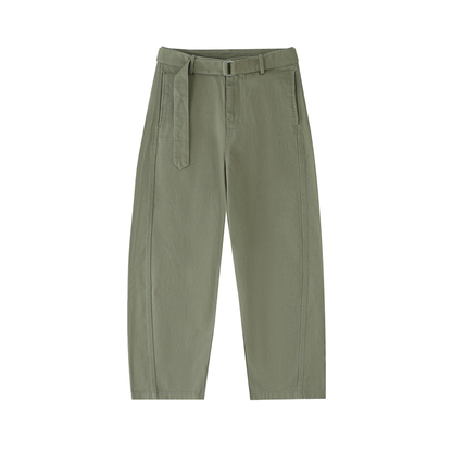 pantalon en pur coton vert femme chino 