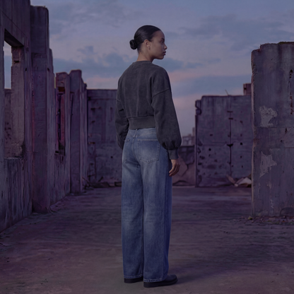 PULL COURT EN COTON NATUREL, MANCHES BALLON