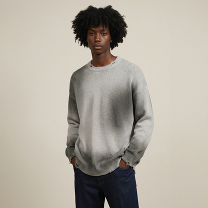 PULL OVERSIZED COTON DECHIRE VINTAGE 425G – UNISEXE