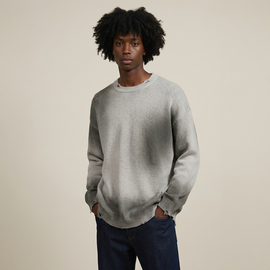 PULL OVERSIZED COTON DECHIRE VINTAGE 425G – UNISEXE