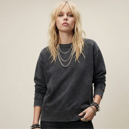 Pull Oversize Homme Coton 285 g/m² – Effet Minéral Vintage