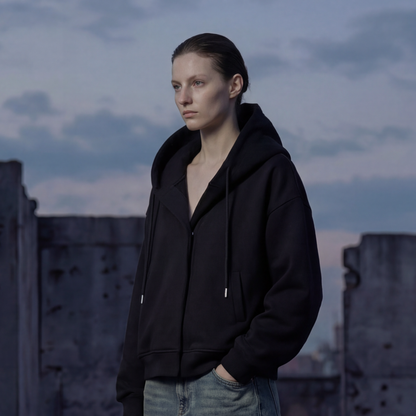 BOXY BUTTON PLACKET HOODIE – OVERSIZE UNISEX