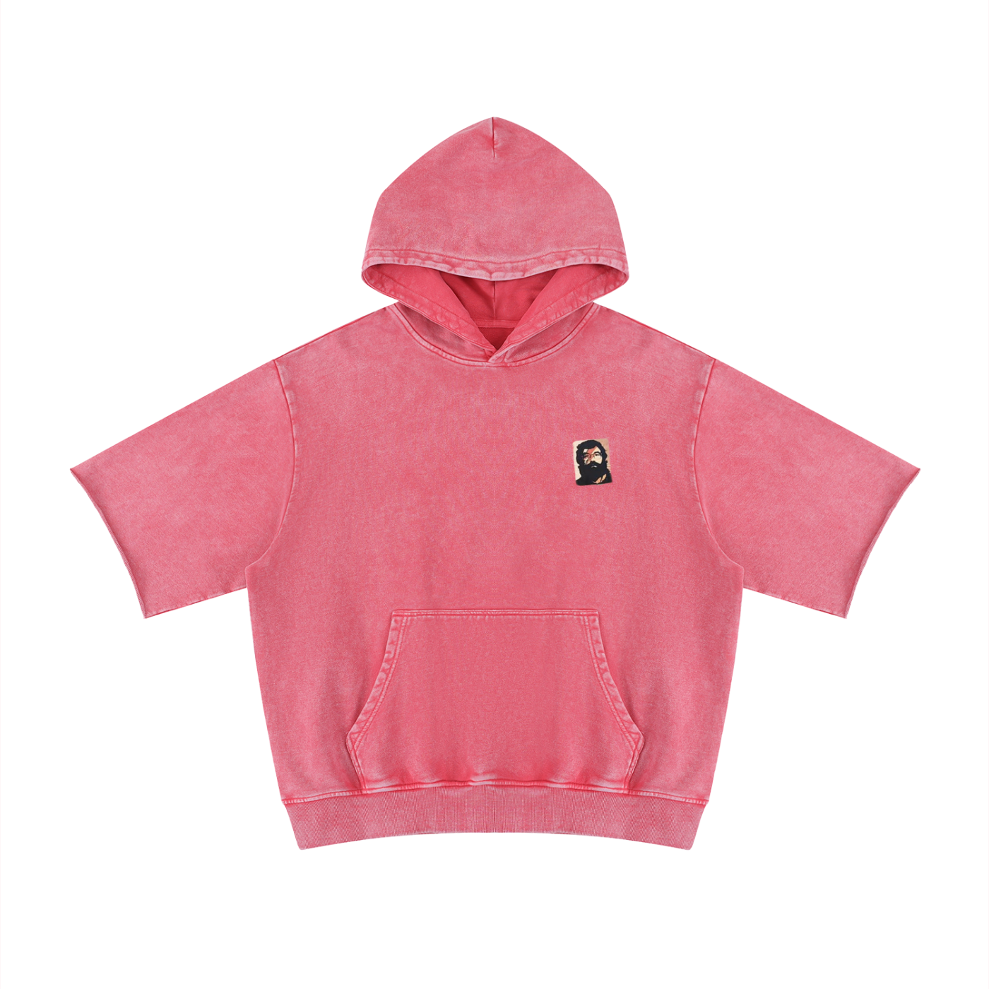 sweat à capuche manche courte rose 