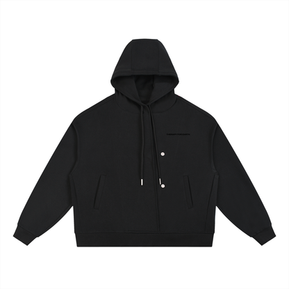 BOXY BUTTON PLACKET HOODIE – OVERSIZE UNISEX