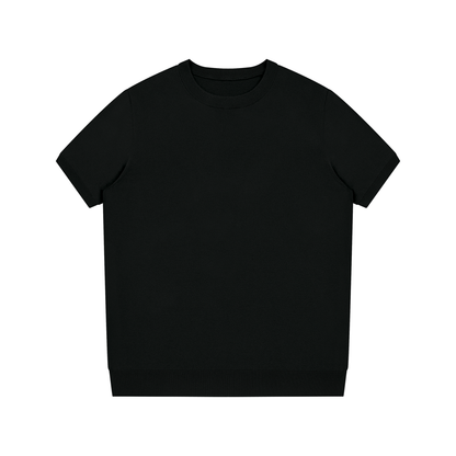 T-shirt unisexe en maille premium Therapy for Earth, noir vue de face, coupe confortable et structurée.