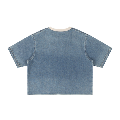 tshirt jean delave foncé ourlet brut unisexe dos