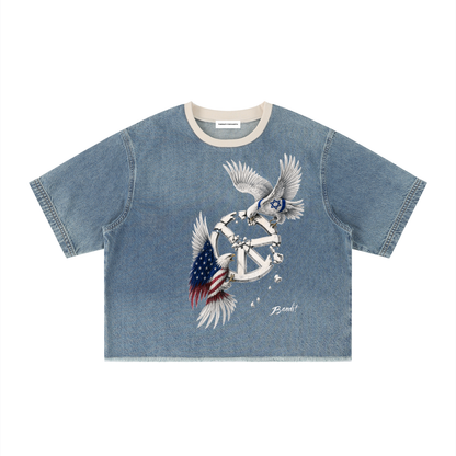 tshirt jean delave foncé ourlet brut unisexe face