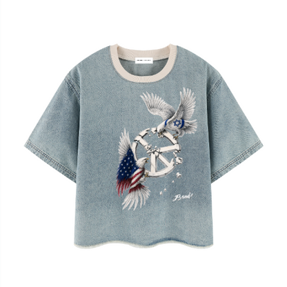 tshirt jean delave ourlet brut unisexe peace in ruins bandit face