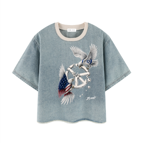 tshirt jean delave ourlet brut unisexe peace in ruins bandit face