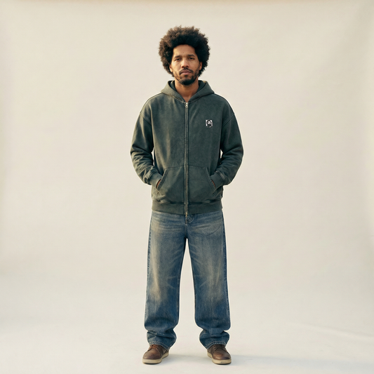 HOODIE ZIPPÉ SNOW WASH | THERAPY FOR EARTH X FATHERFUCKER