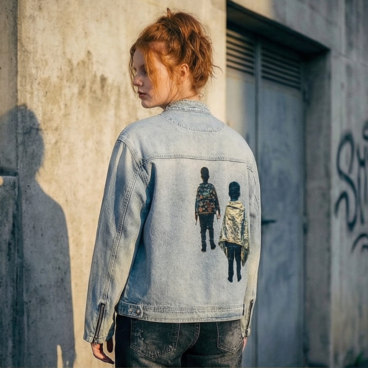 dos de veste en jean sur mannequin 